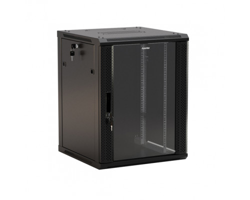 Шкаф телекоммуникационный настенный Hyperline TWB, 19&quot;, 18U, 908х600х600 мм (ВхШхГ), дверь: стекло, разборный, цвет: чёрный