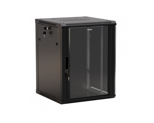 Шкаф телекоммуникационный настенный Hyperline TWB, 19", 18U, 908х600х600 мм (ВхШхГ), дверь: стекло, разборный, цвет: чёрный