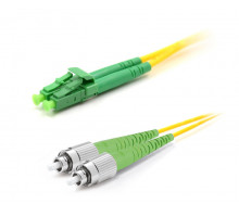 Комм. шнур оптический Hyperline, Duplex ST/LC (APC), OS2 9/125, LSZH, 10м, Ø 2мм, зелёный хвостовик, цвет: жёлтый