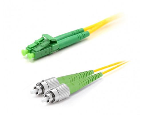 Комм. шнур оптический Hyperline, Duplex ST/LC (APC), OS2 9/125, LSZH, 10м, Ø 2мм, зелёный хвостовик, цвет: жёлтый