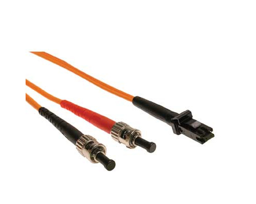 Комм. шнур оптический Hyperline, Duplex ST/MTRJM, OM1 62,5/125, LSZH, 5м, Ø 2мм, серый хвостовик, цвет: оранжевый