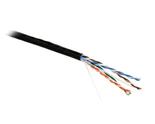 Кабель витая пара Hyperline UUTP4-C5E-P24-IN-LSZH, LSZH (нг(A)-HF), U/UTP, кат. 5е, проводник Ø 0,61мм, 305м, тип прокладки: внутри зданий, цвет: чёрн