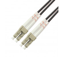 Комм. шнур оптический Hyperline, Duplex LC/LC, OM2 50/125, LSZH, 2м, Ø 2мм, серый хвостовик, цвет: чёрный