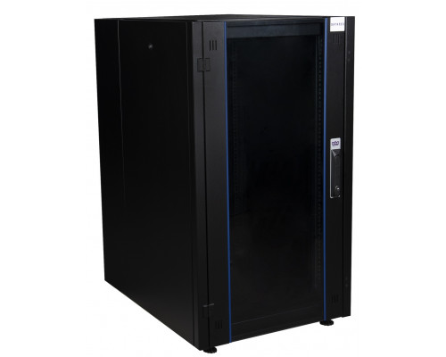 Шкаф телекоммуникационный напольный Datarex, IP20, 22U, 1121х600х800 мм (ВхШхГ), дверь: стекло, боковая панель: сплошная съемная, разборный, цвет: чёр