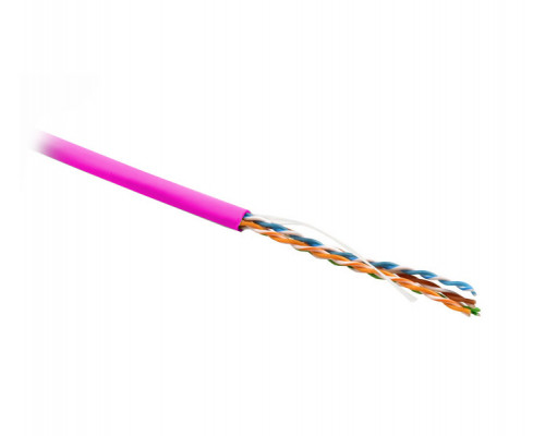 Кабель витая пара Hyperline UUTP4-C5E-S24-IN-PVC, PVC, U/UTP, кат. 5е, проводник Ø 0,51мм, 100м, тип прокладки: внутри зданий, цвет: розовый