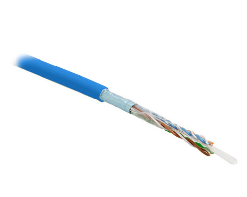 Кабель витая пара Hyperline FUTP4-C5E-S24-IN-PVC, PVC, F/UTP, кат. 5е, проводник Ø 0,51мм, 305м, тип прокладки: внутри зданий, цвет: синий