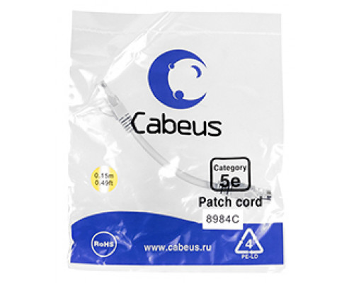 Патч-корд Cabeus PC-UTP-RJ45-Cat.5e-0.15m Кат.5е 0.15 м серый