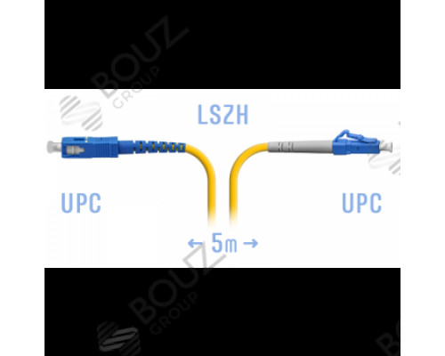 Патчкорд оптический LC/UPC-SC/UPC, SM, Simplex, 5 метров, PVC 2мм