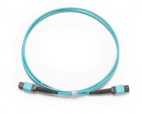 Комм. шнур оптический Hyperline, MTPM/MTPF, OM3 50/125, LSZH, 1м, цвет: аквамарин