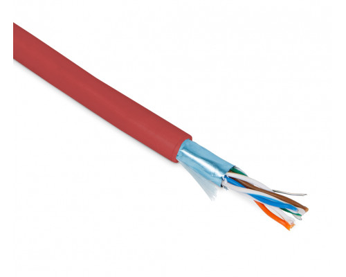 Кабель витая пара Hyperline FUTP4-C5E-P26-IN-PVC, PVC, F/UTP, кат. 5е, проводник Ø 0,48мм, 100м, коробка, тип прокладки: внутри зданий, цвет: красный