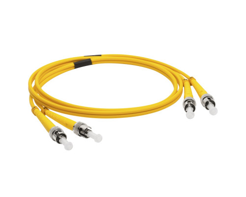Комм. шнур оптический Lanmaster, Duplex ST/ST (UPC/UPC), OS2 9/125, LSZH, 3м, металл хвостовик, цвет: жёлтый