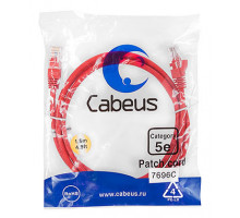 Патч-корд Cabeus PC-UTP-RJ45-Cat.5e-1.5m-RD Кат.5е 1.5 м красный