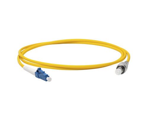 Комм. шнур оптический Lanmaster, Simplex LC/FC (APC/UPC), OS2 9/125, LSZH, 1м, синий хвостовик, цвет: жёлтый