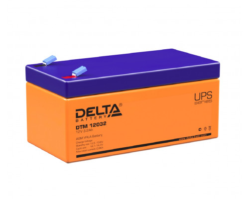 Аккумулятор для ИБП Delta Battery DTM, 67х67х134 мм (ВхШхГ),  Необслуживаемый свинцово-кислотный,  12V/3,2 Ач, цвет: оранжевый, (DTM 12032)