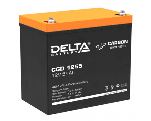 Аккумулятор Delta Battery CGD, 205х138х230 мм (ВхШхГ) 12V/55 Ач, цвет: чёрный, (CGD 1255)