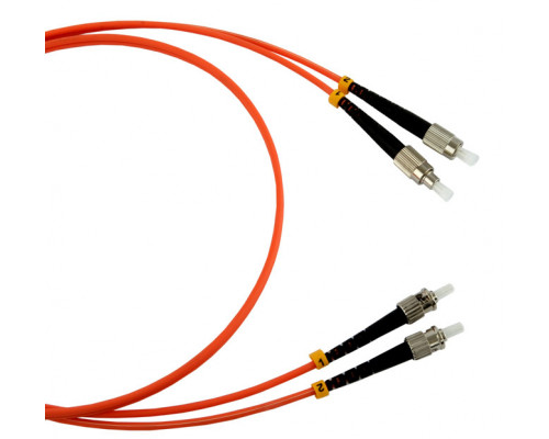 Комм. шнур оптический Hyperline, Duplex FC/ST, OM2 50/125, LSZH, 30м, Ø 2мм, серый хвостовик, цвет: оранжевый