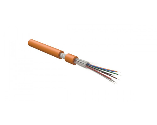 Кабель ВО Hyperline FO-DT-IN Tight Buffer,  2хОВ, OM2 50/125, FRHFLTx, Ø 7,1мм, внутри зданий, небронированный, цвет: оранжевый