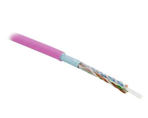 Кабель витая пара Hyperline FUTP4-C5E-S24-IN-PVC, PVC, F/UTP, кат. 5е, проводник Ø 0,51мм, 305м, тип прокладки: внутри зданий, цвет: розовый