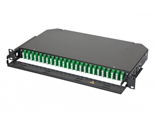 Комм. панель ВО Eurolan 47C-24, 1HU, портов: 24 LC/APC (Quadro) OS2, установлено адаптеров: 6невыдвижная, прямая, орг-йзер: предустановлен, цвет: чёрн