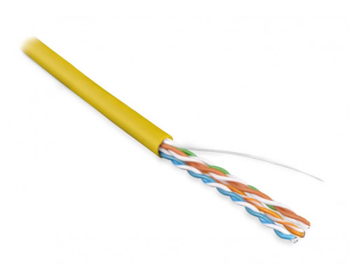 Кабель витая пара Hyperline, LSZH (нг(A)-HF), U/UTP, кат. 5е, проводник Ø 0,51мм, 100м, бухта, тип прокладки: внутри зданий, цвет: жёлтый
