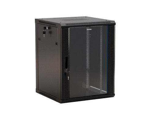 Шкаф телекоммуникационный настенный Hyperline TWB, 19", 22U, 1086х600х450 мм (ВхШхГ), дверь: стекло, разборный, цвет: чёрный