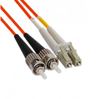 Комм. шнур оптический Hyperline, Duplex LC/ST, OM2 50/125, LSZH, 10м, Ø 2мм, серый хвостовик, цвет: оранжевый