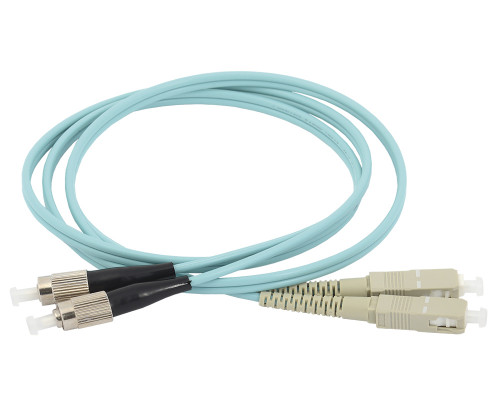 Комм. шнур оптический Hyperline, Duplex FC/SC, OM3 50/125, LSZH, 3м, Ø 2мм, цвет: голубой