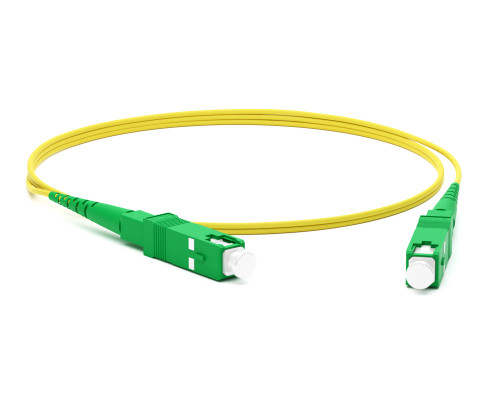 Комм. шнур оптический Hyperline, Simplex SC/SC (APC/APC), OS2 9/125, LSZH, 1м, Ø 2мм, зелёный хвостовик, цвет: жёлтый
