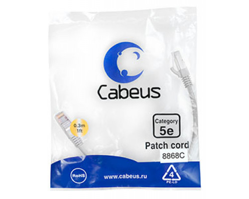Патч-корд Cabeus PC-FTP-RJ45-Cat.5e-0.3m-LSZH Кат.5е 0.3 м серый
