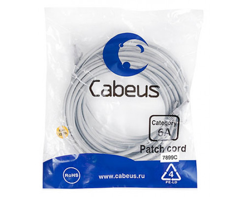 Патч-корд Cabeus PC-UTP-RJ45-Cat.6a-10m-LSZH Кат.6а 10 м серый