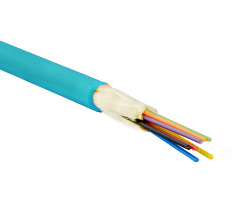 Кабель ВО Eurolan Tight Buffer,  2хОВ, OM3 50/125, LSZH (нг(A)-HF), Ø 6мм, универсальный, небронированный, цвет: голубой, Упрочняющие стекловолоконные