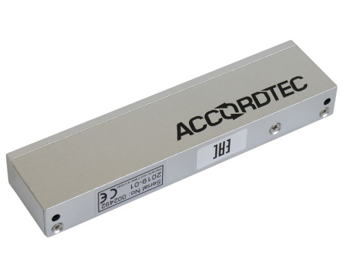 Электромагнитный замок AccordTec, накладной, с планкой, усилие удержания: 180 кг, ML-180A, цвет: алюминий, (AT-02368)