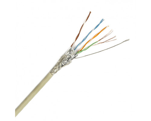 Кабель витая пара Hyperline, LSZH (нг(A)-HF), F/UTP, кат. 5е, проводник Ø 0,93мм, 100м, бухта, тип прокладки: внутри зданий, цвет: серый