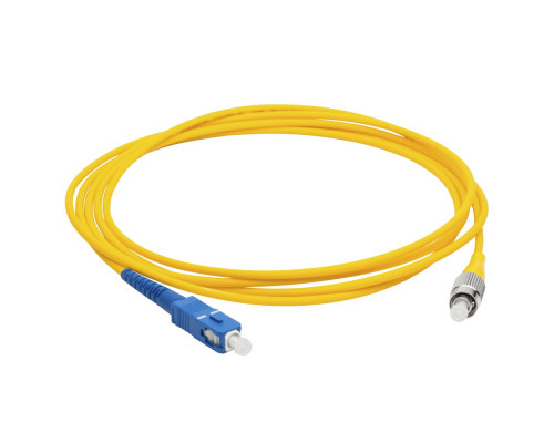 Комм. шнур оптический Lanmaster, Simplex SC/FC (APC/UPC), OS2 9/125, LSZH, 1м, синий хвостовик, цвет: жёлтый