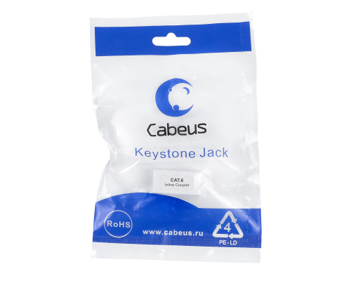 Cabeus CA-8p8c-C6 Проходной адаптер, RJ45-RJ45 (8p8c), категория 6, неэкранированный