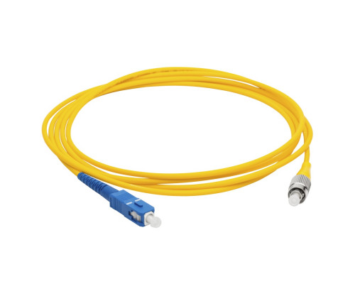 Комм. шнур оптический Lanmaster, Duplex SC/FC (UPC), OS2 9/125, LSZH, 10м, синий хвостовик, цвет: жёлтый