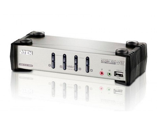 Переключатель KVM Aten, Altusen, портов: 4 х SPHD-15, 550х880х210 мм (ВхШхГ), USB, PS/2, цвет: чёрный