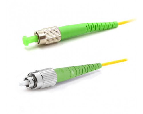 Комм. шнур оптический Hyperline, Simplex FC/ST (APC), OS2 9/125, LSZH, 1м, Ø 2мм, зелёный хвостовик, цвет: жёлтый