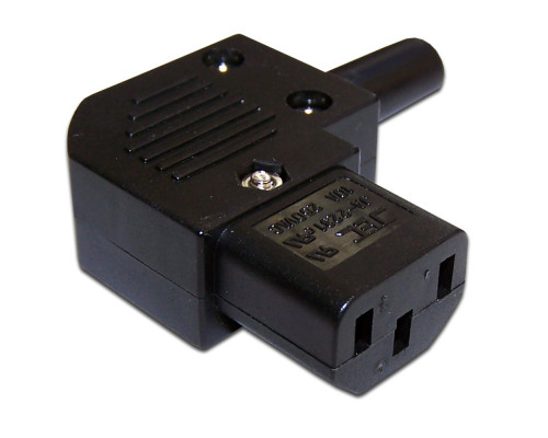 Вилка Lanmaster, вилка IEC 60320 C13, 10А, разборная, угловая, цвет: чёрный