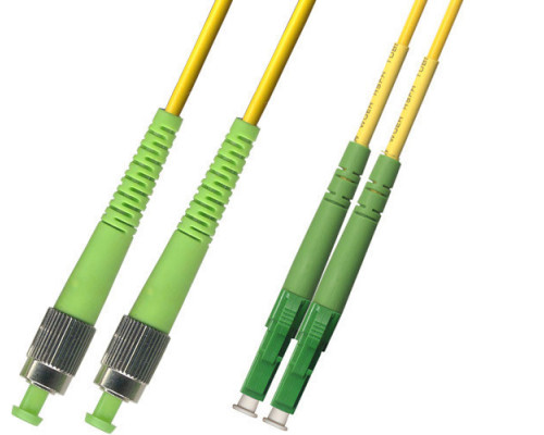 Комм. шнур оптический Hyperline, Duplex FC/LC (APC), OS2 9/125, LSZH, 5м, Ø 2мм, зелёный хвостовик, цвет: жёлтый