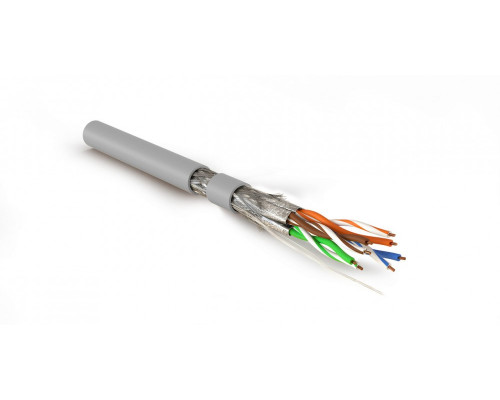 Кабель витая пара Hyperline SFTP4-C7A-S23-IN-LSZH, LSZH (нг(A)-HF), S/FTP, кат. 7a, проводник Ø 0,58мм, 500м, тип прокладки: внутри зданий, цвет: серы