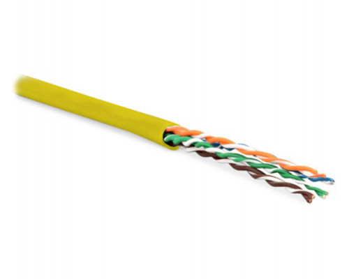 Кабель витая пара Hyperline UUTP4-C5E-P24-IN-LSZH, LSZH (нг(A)-HF), U/UTP, кат. 5е, проводник Ø 0,61мм, 305м, тип прокладки: внутри зданий, цвет: жёлт