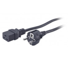 Шнур для блока питания Hyperline, IEC 60320 С19, вилка Schuko, 3 м, 16А, цвет: чёрный
