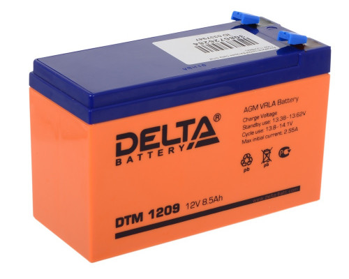 Аккумулятор для ИБП Delta Battery DTM, 100х65х151 мм (ВхШхГ),  Необслуживаемый свинцово-кислотный,  12V/9 Ач, цвет: оранжевый, (DTM 1209)