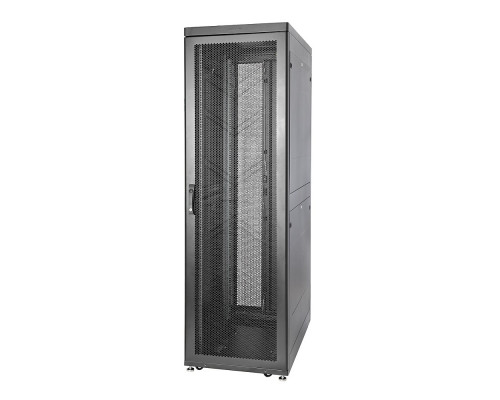 Шкаф серверный напольный Eurolan D9000, IP20, 42U, 2044х600х1000 мм (ВхШхГ), дверь: перфорация, боковая панель: сплошная, 2 части, разборный, цвет: чё