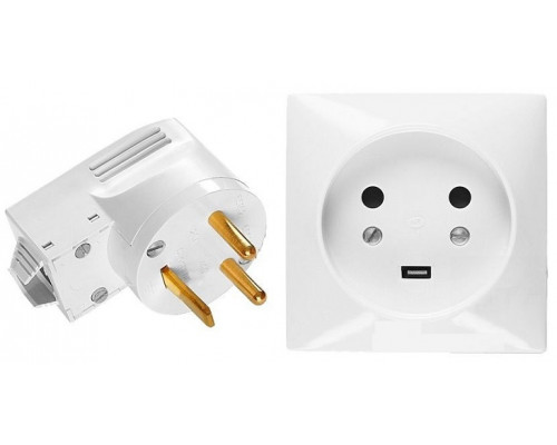 Комплект: розетка и вилка Legrand Quteo, 2к+З, 32А, шторки защитные, цвет: белый, ip20, винтовые зажимы