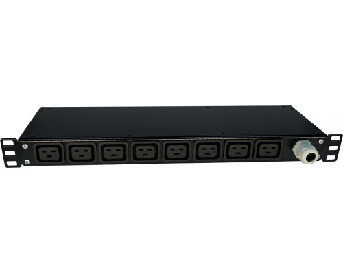 Блок силовых розеток Eurolan, IEC 320 C19  х 8, вход КК, 44х440х160 мм (ВхШхГ), 32А, чёрный