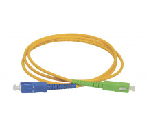 Комм. шнур оптический ITK, Simplex SC/LC (APC/UPC), OS2 9/125, LSZH, 1м, синий/зеленый хвостовик, цвет: жёлтый