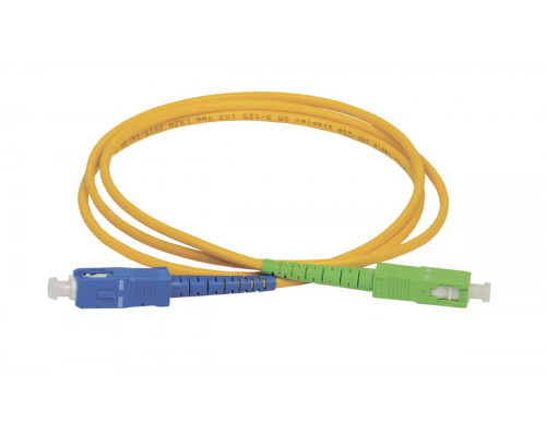 Комм. шнур оптический ITK, Simplex SC/LC (APC/UPC), OS2 9/125, LSZH, 1м, синий/зеленый хвостовик, цвет: жёлтый