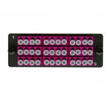 Планка Eurolan Q-SLOT, OM4 50/125, 9 х LC, Quatro, для слотовых панелей, цвет адаптеров: пурпурный, монтажные шнуры, КДЗС, цвет: чёрный